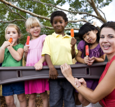 teacher and students eating ice cream